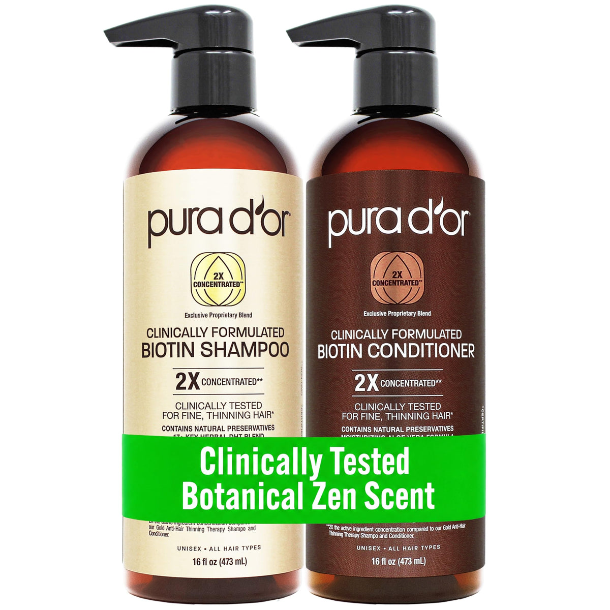 PURA D'OR front packaging showing both 16oz bottles and product benefits