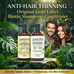 PURA D'OR shampoo pump close-up highlighting dispensing ease and gentle application benefit