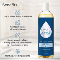 Puracy pump and label close-up highlighting clean ingredient list