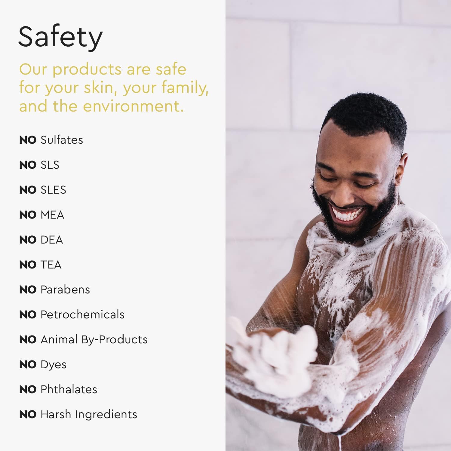 Puracy lather on loofah indicating rich foam and gentle cleansing
