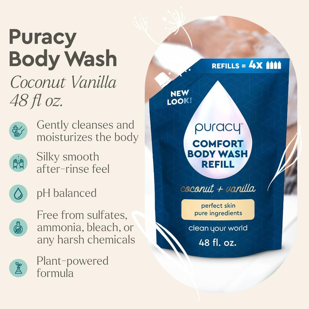 Puracy body wash creamy foam texture demonstrating gentle lather