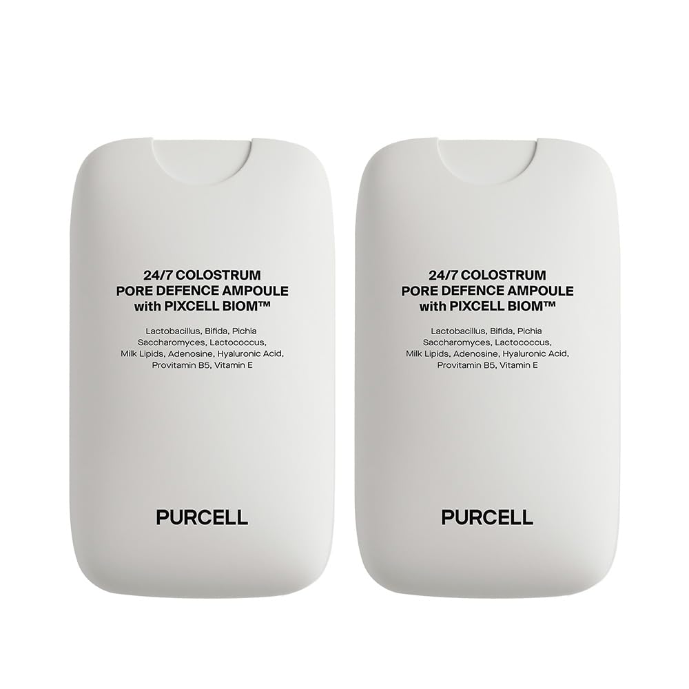 PURCELL ampoule mist front packaging showing compact bottles and branding benefit hydration