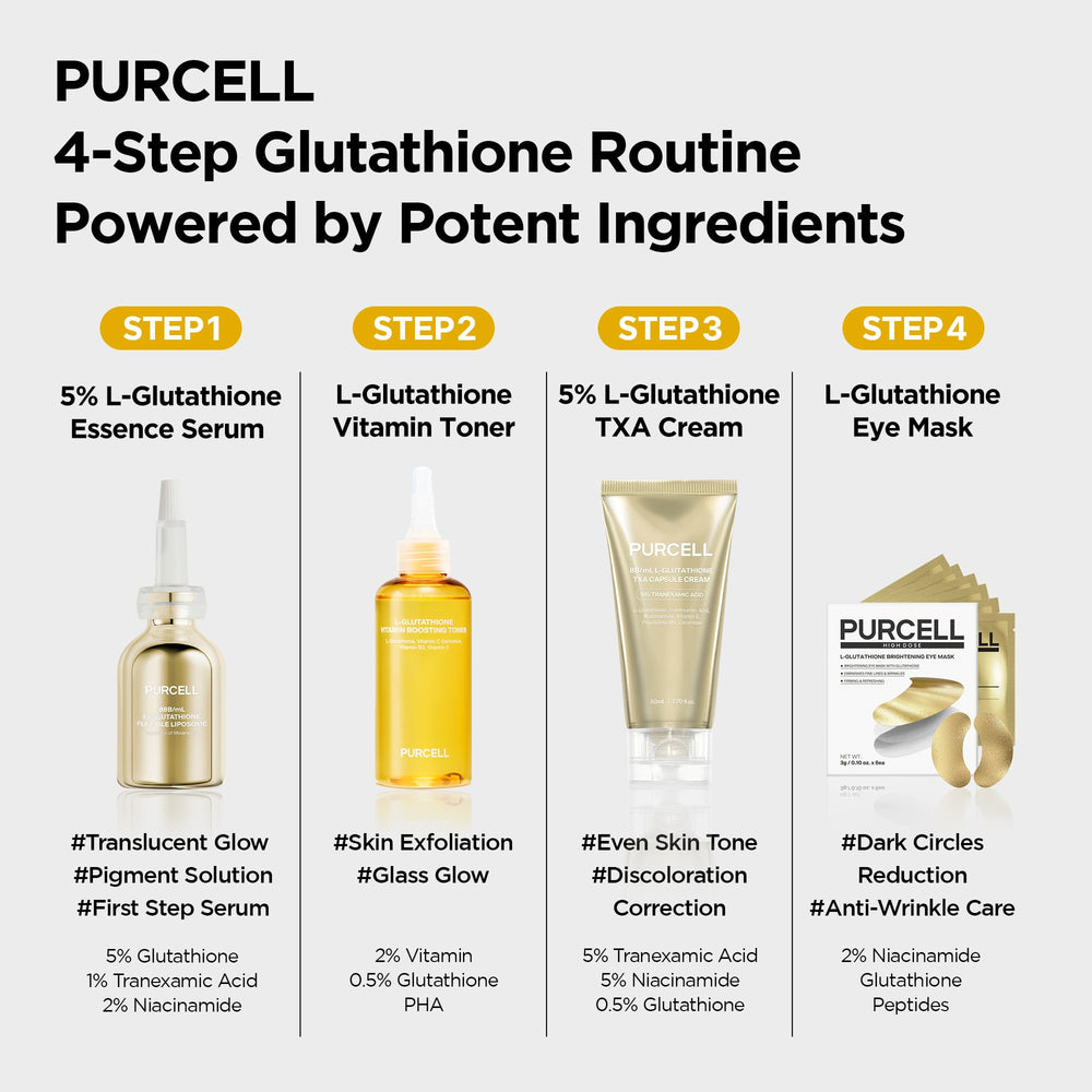 PURCELL jar open with capsules revealing glutathione and TXA beads