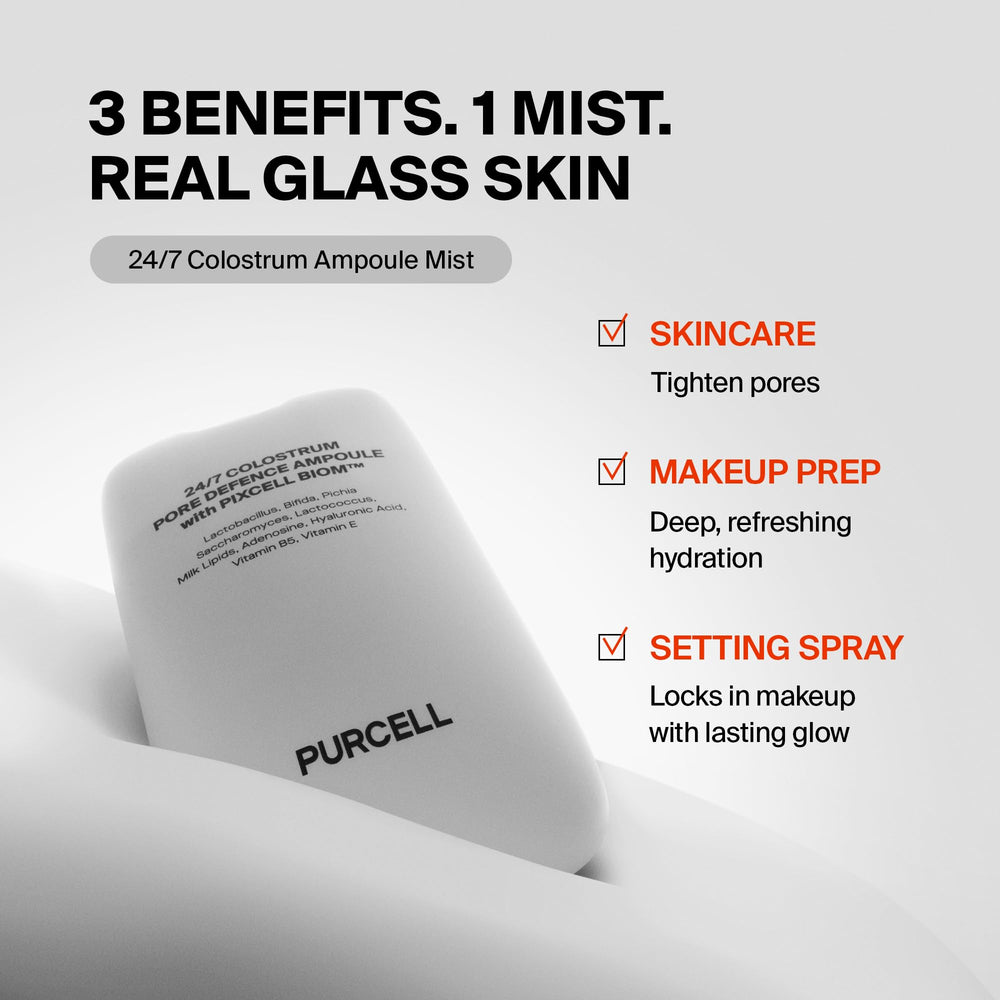 PURCELL mist closeup nozzle spraying a fine veil for even application and glow
