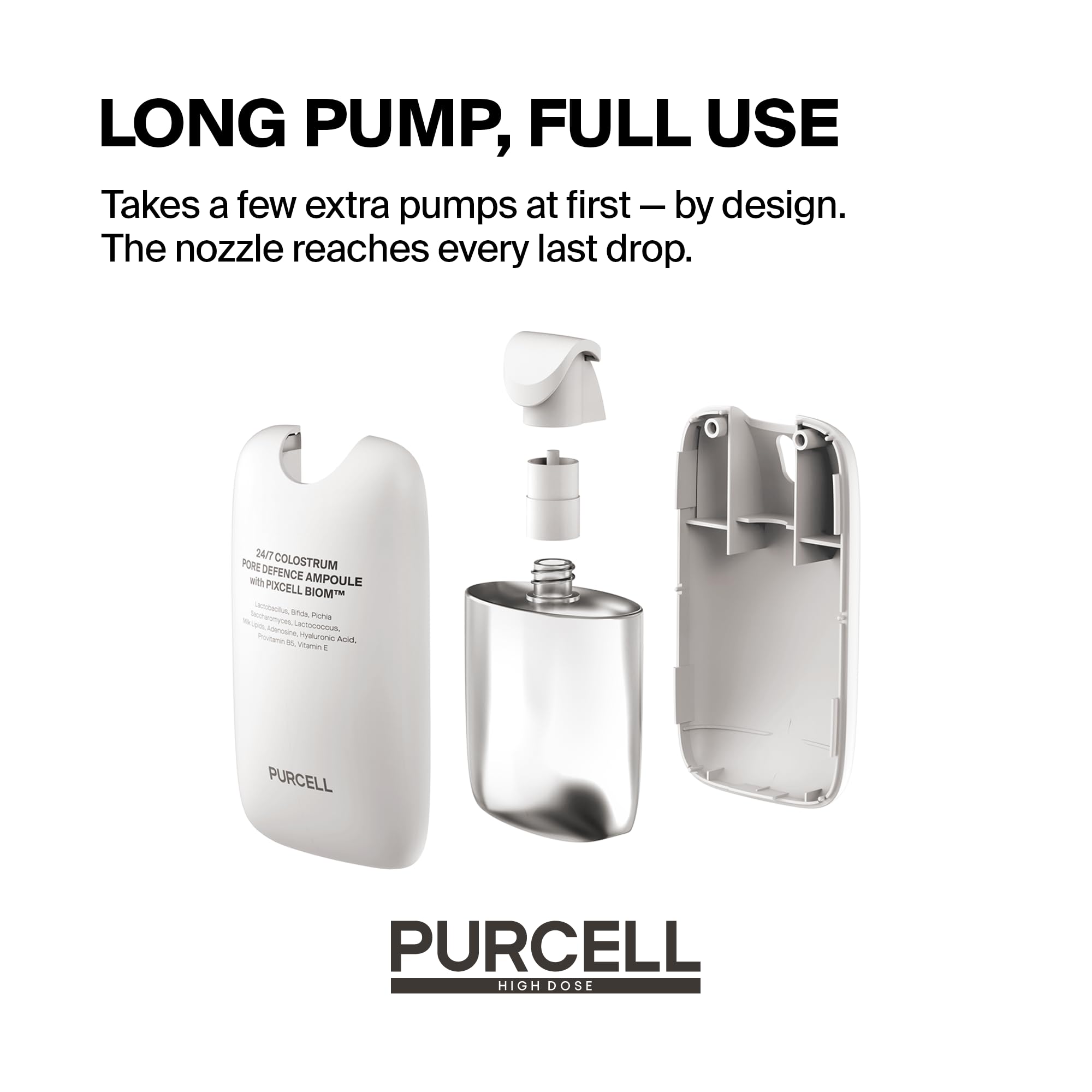 PURCELL open cap and safety seal detail indicating fresh, hygienic packaging