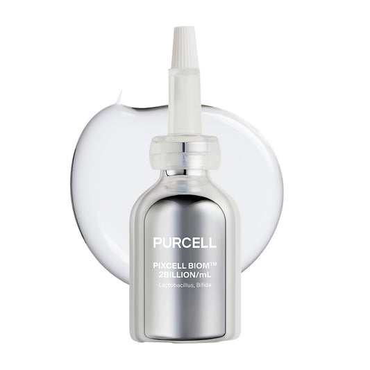 PURCELL Pixcell Biome front bottle showing branding and glass packaging benefit hydration