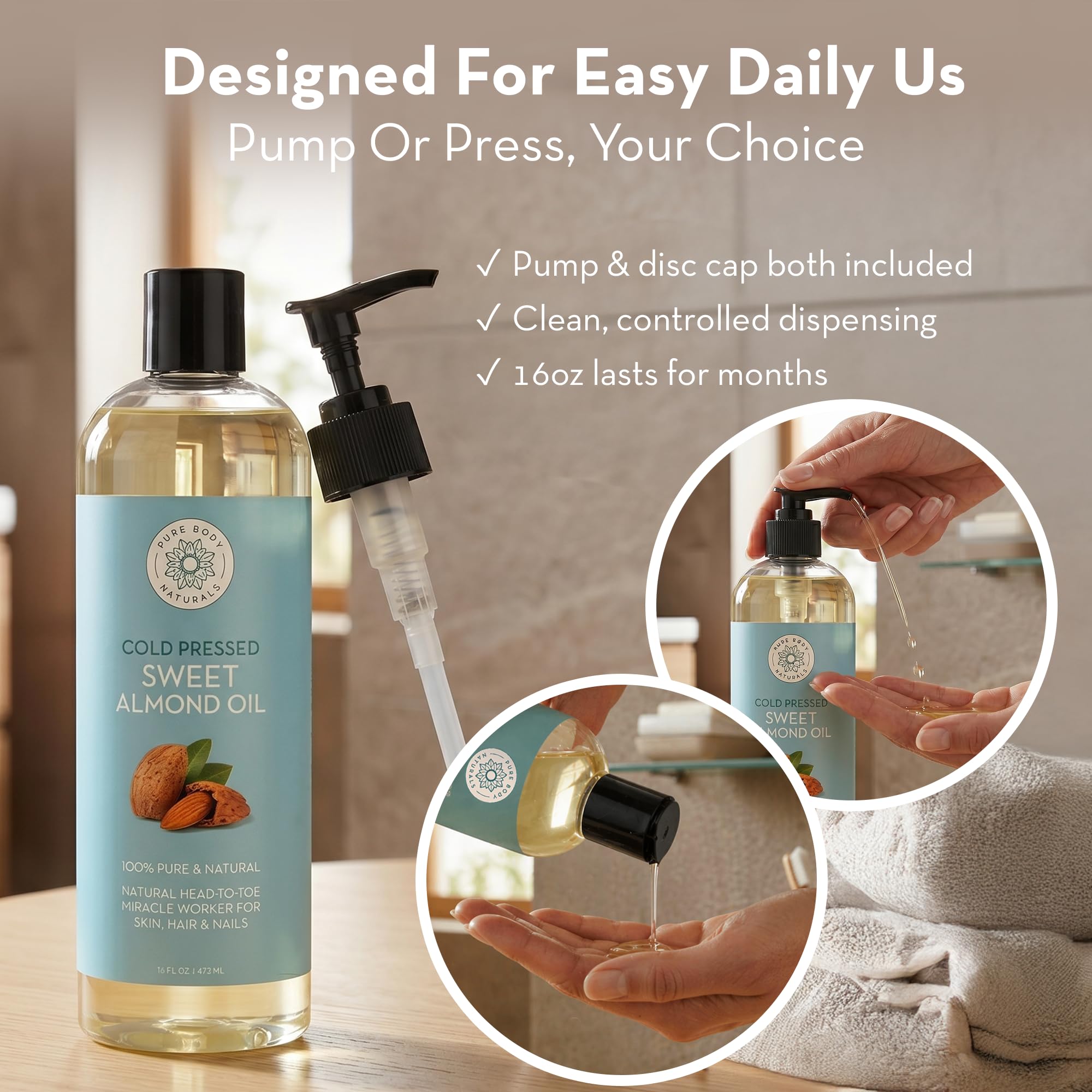 Pure Body Naturals bottle with USA map graphic, grown in California, bottled in Ohio