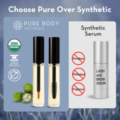 Pure Body Naturals applying oil to eyelashes demonstrating easy, mess-free use