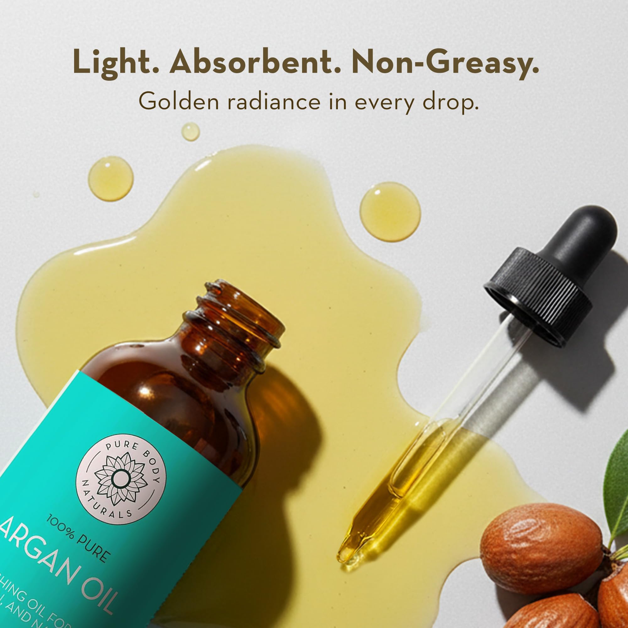Pure Body Naturals smoothing oil through hair to reduce frizz and add shine