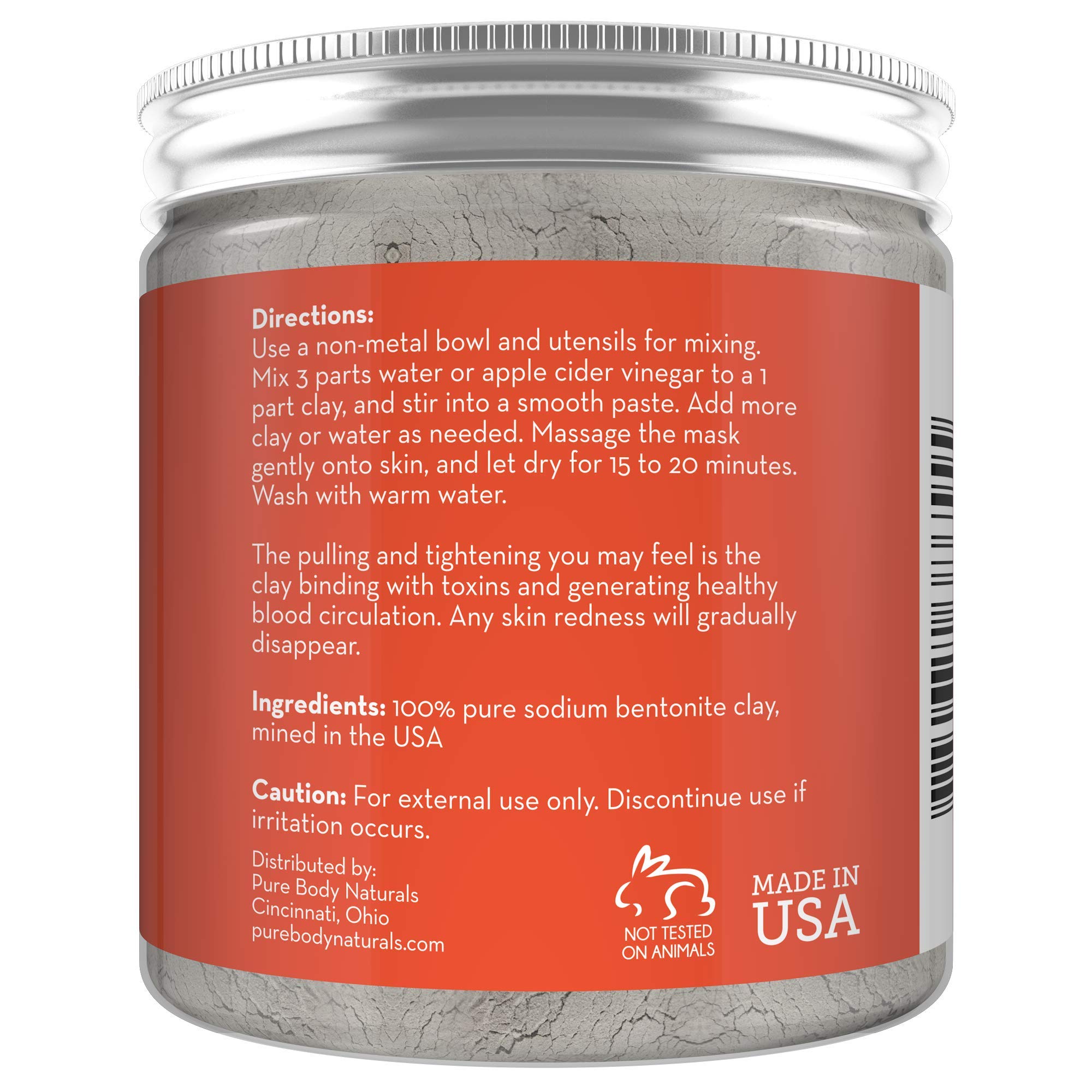 Pure Body Naturals clay stirred into bath bowl illustrating soak benefits