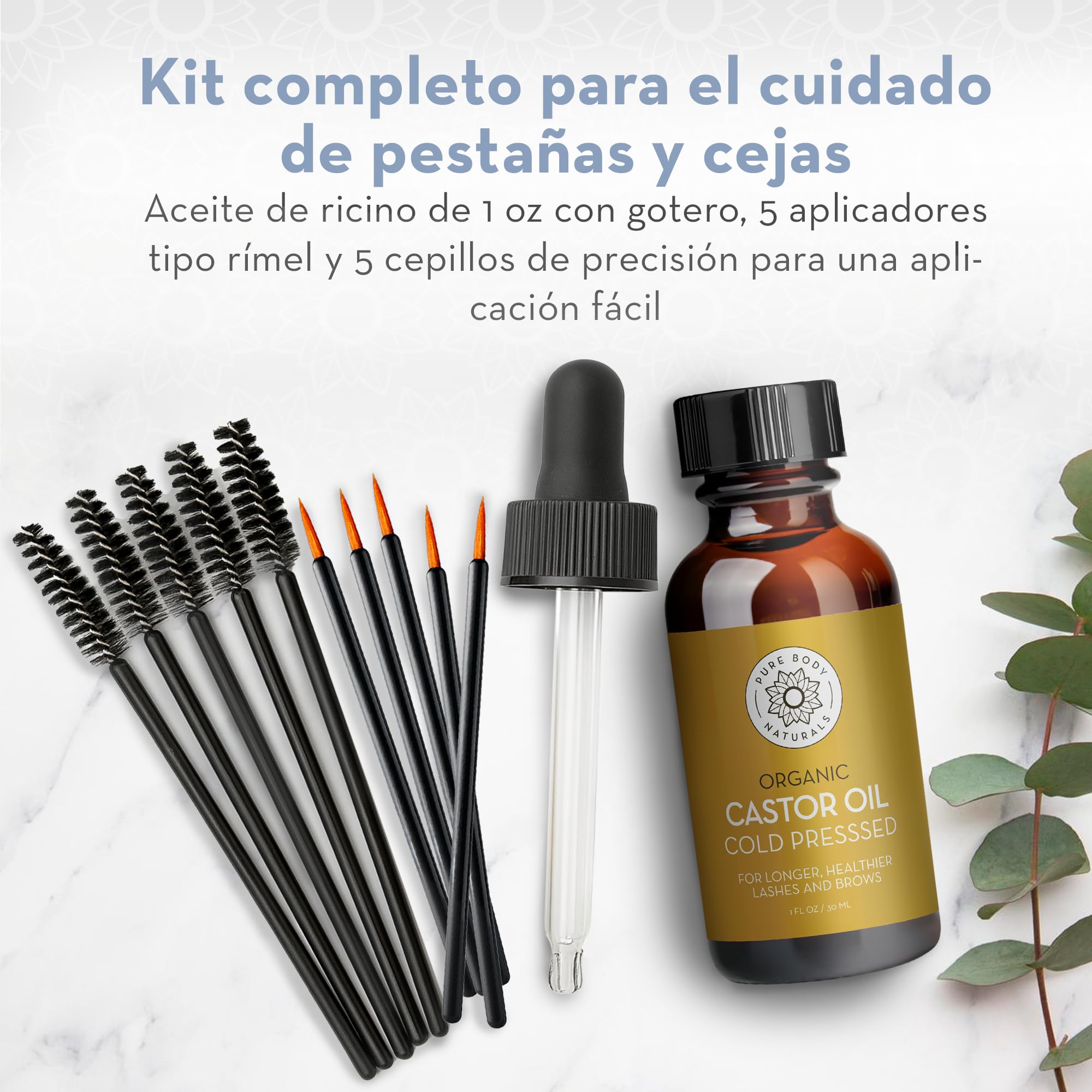 Pure Body Naturals eyelash wands lined up for clean, targeted application