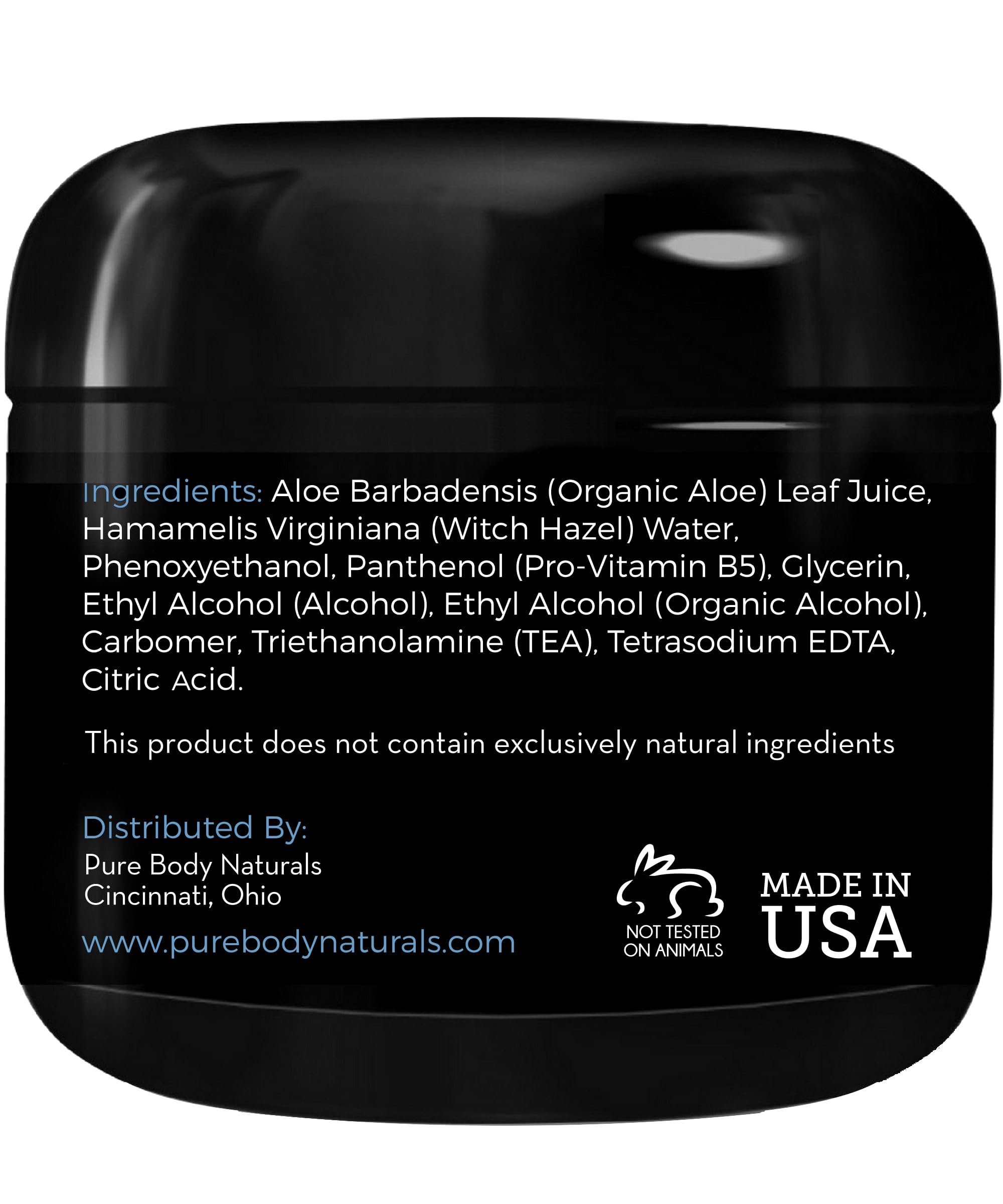 Pure Body Naturals ingredient label close-up showing natural formulation benefits