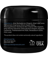 Pure Body Naturals ingredient label close-up showing natural formulation benefits