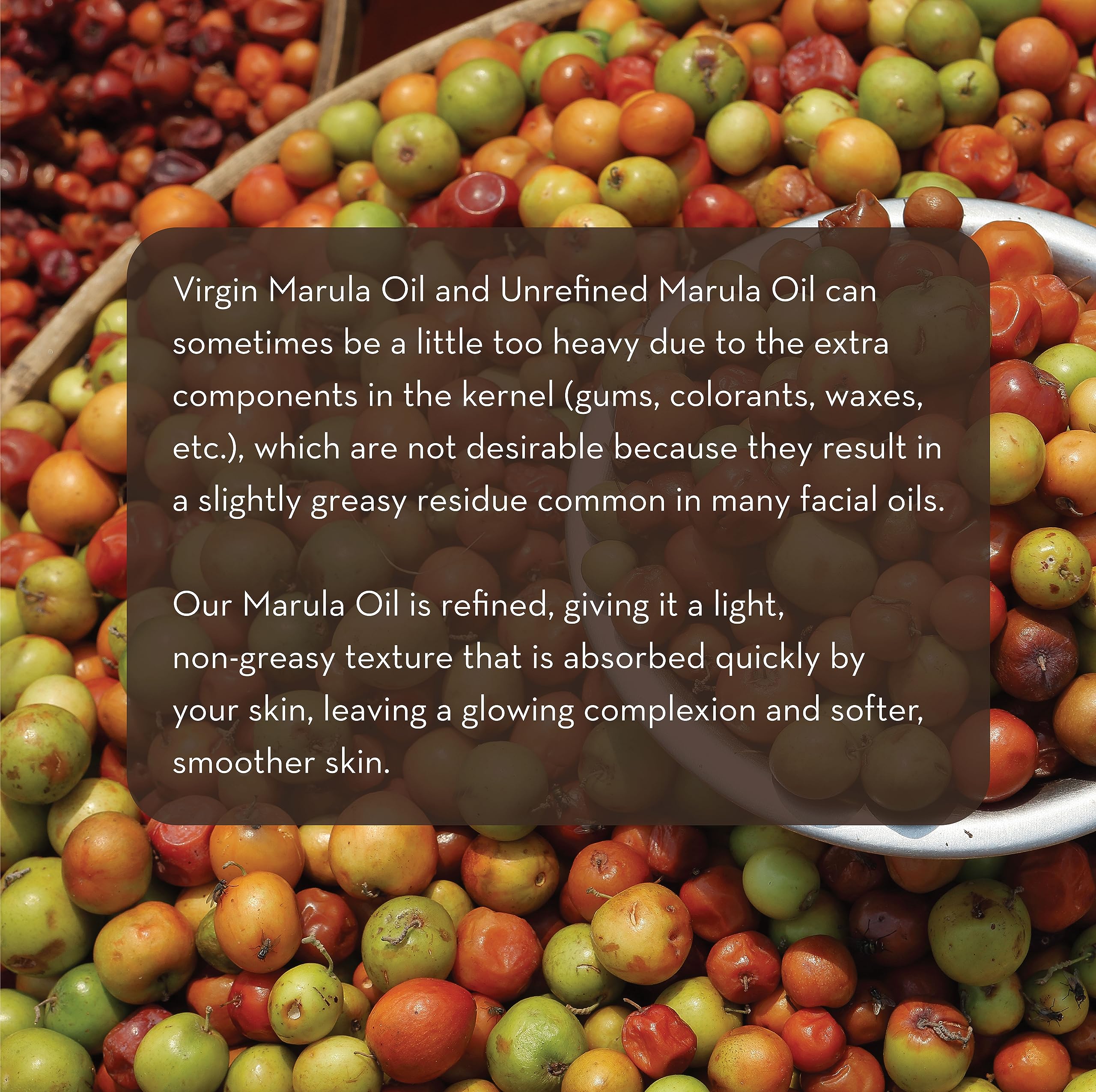 Pure Body Naturals marula oil ingredients label highlighting 100% marula