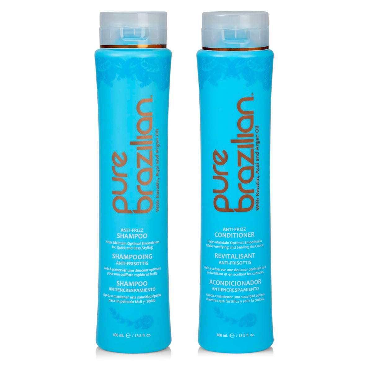 Pure Brazilian front packaging showing duo and smooth hair results