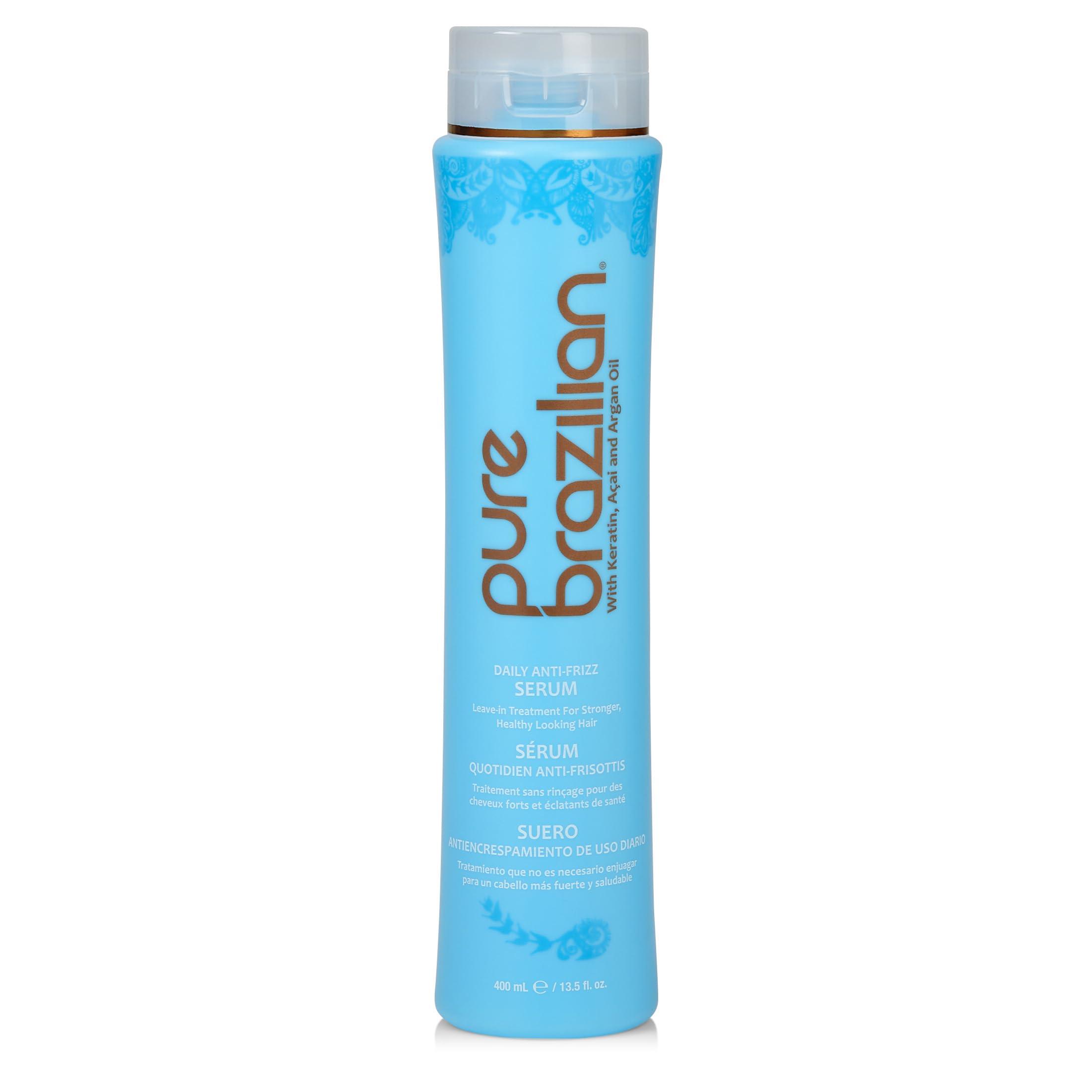 Pure Brazilian front bottle showing product and sleek finish benefit