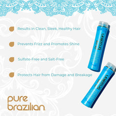 Pure Brazilian shampoo pump close-up highlighting gentle dispensing benefit