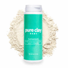 PURE CLAY front packaging showing clean label and talc-free promise