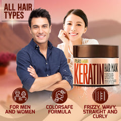 PURE NATURE LUX SPA label detail focused on keratin and collagen ingredients