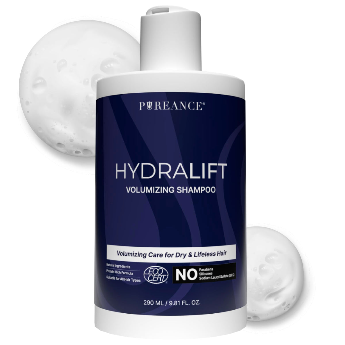 PUREANCE front bottle view showing clean packaging and volume benefit