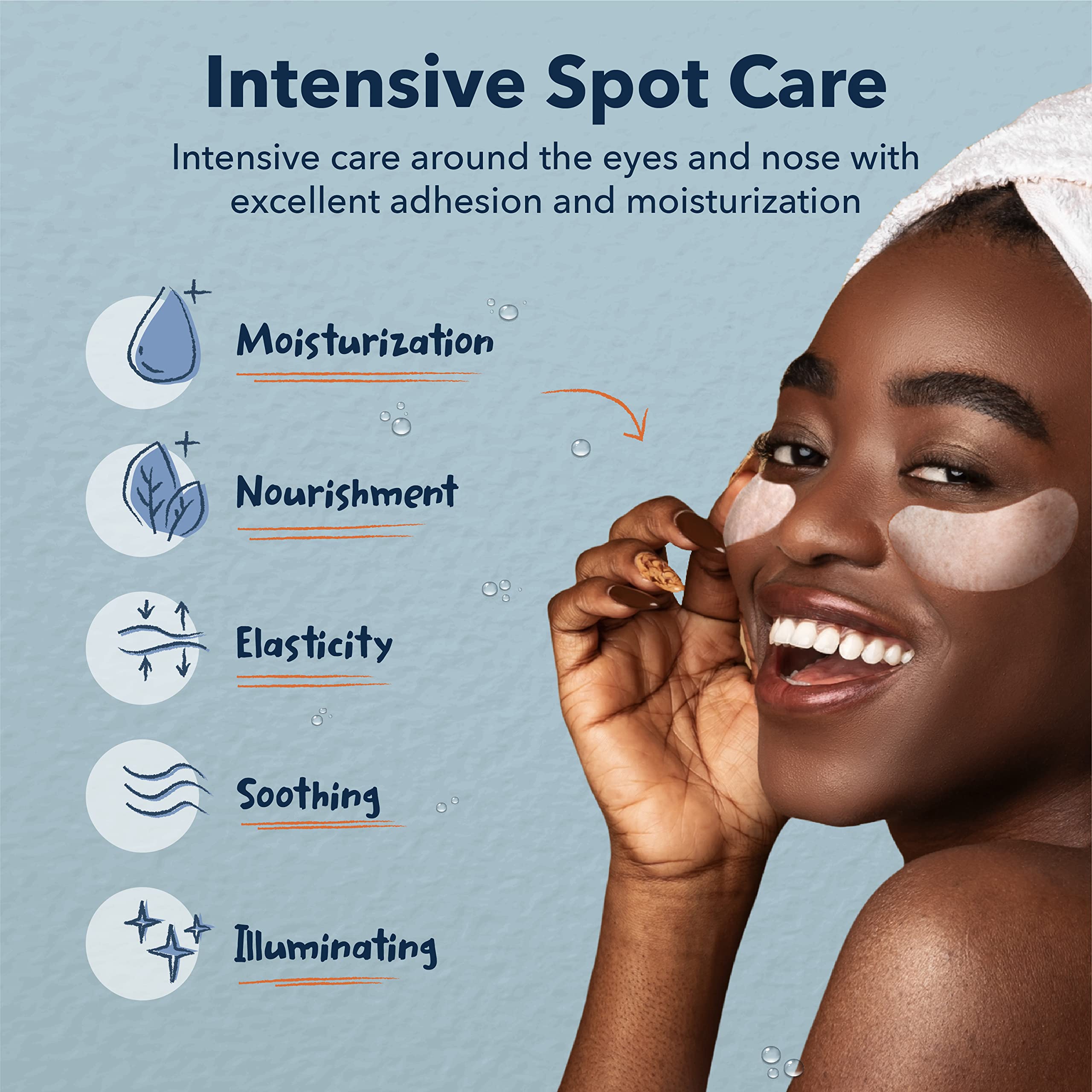 Purederm patch applied under eye demonstrating depuffing effect