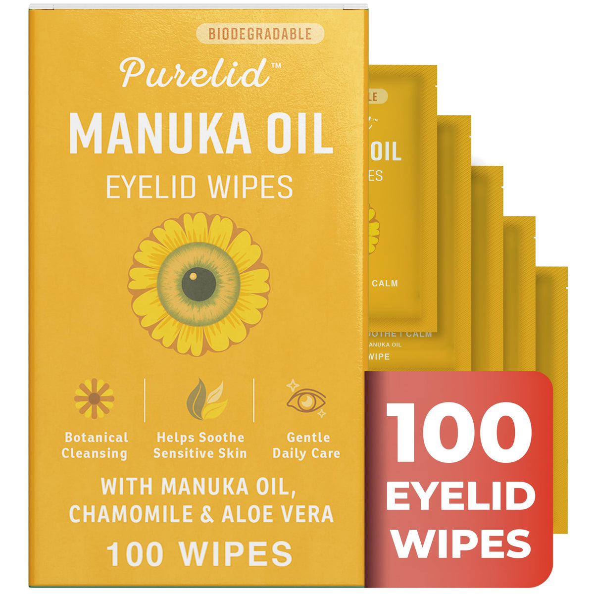 PURELID front packaging showing benefits and 100-count for easy identification