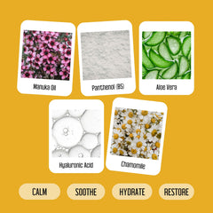 PURELID manuka oil chamomile aloe visual conveying natural soothing ingredients