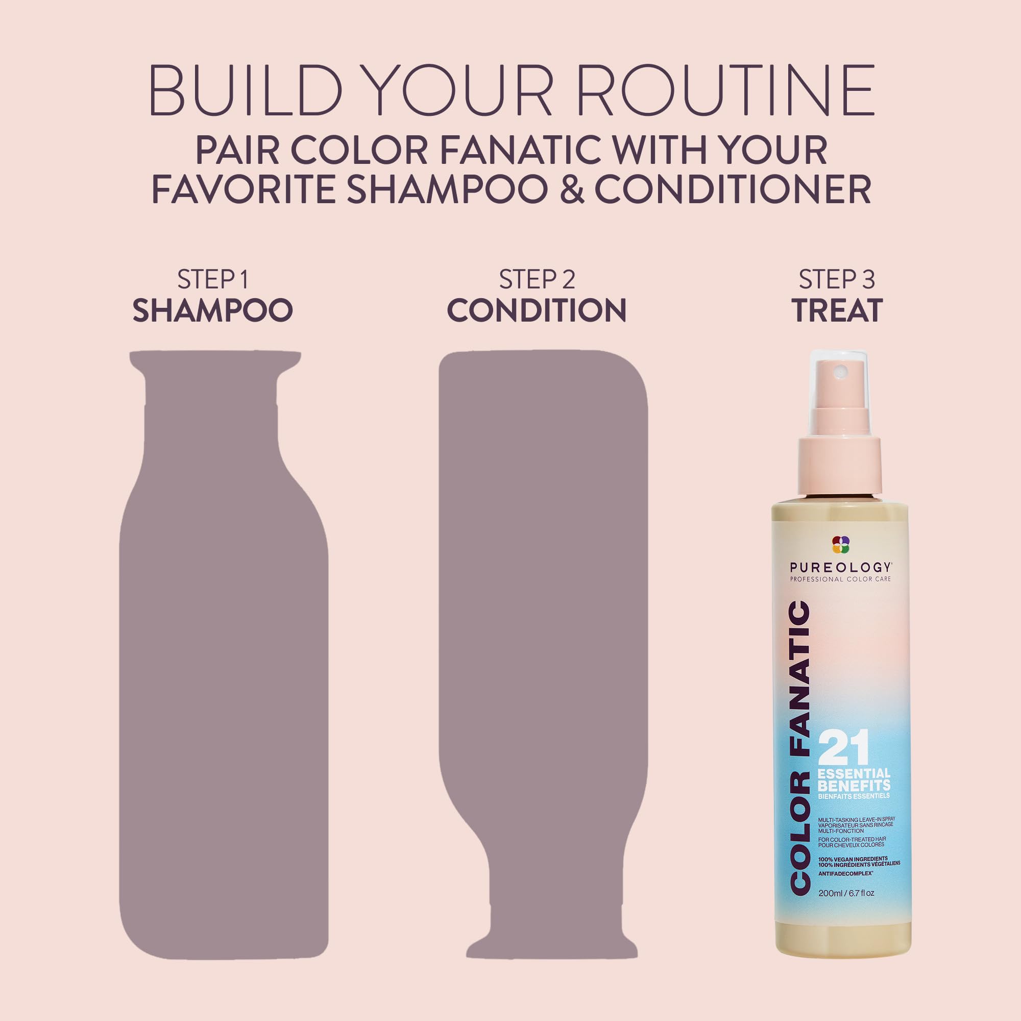 Pureology Color Fanatic on bathroom shelf in lifestyle scene for daily routine