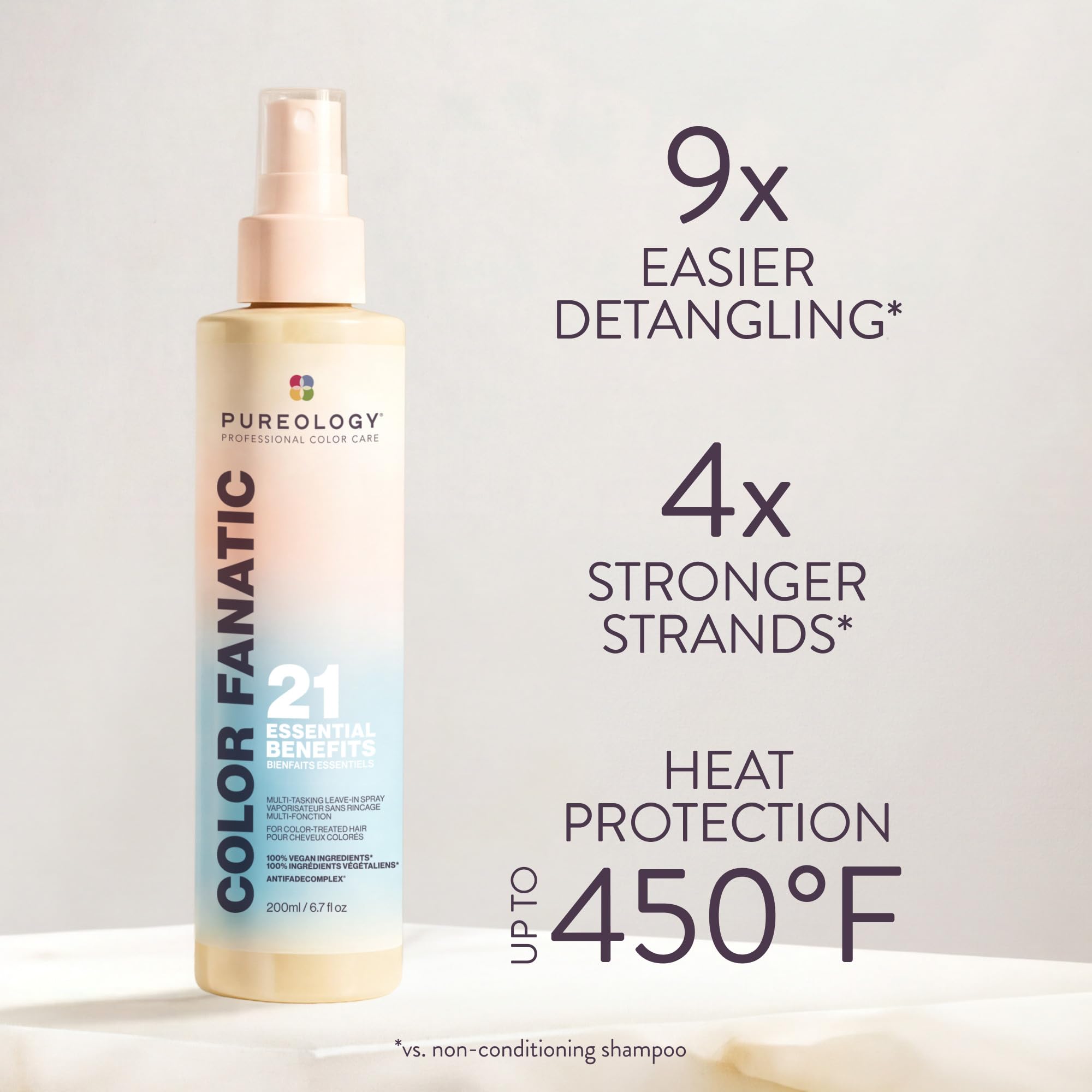 Pureology Color Fanatic spray in action releasing fine mist for even coverage