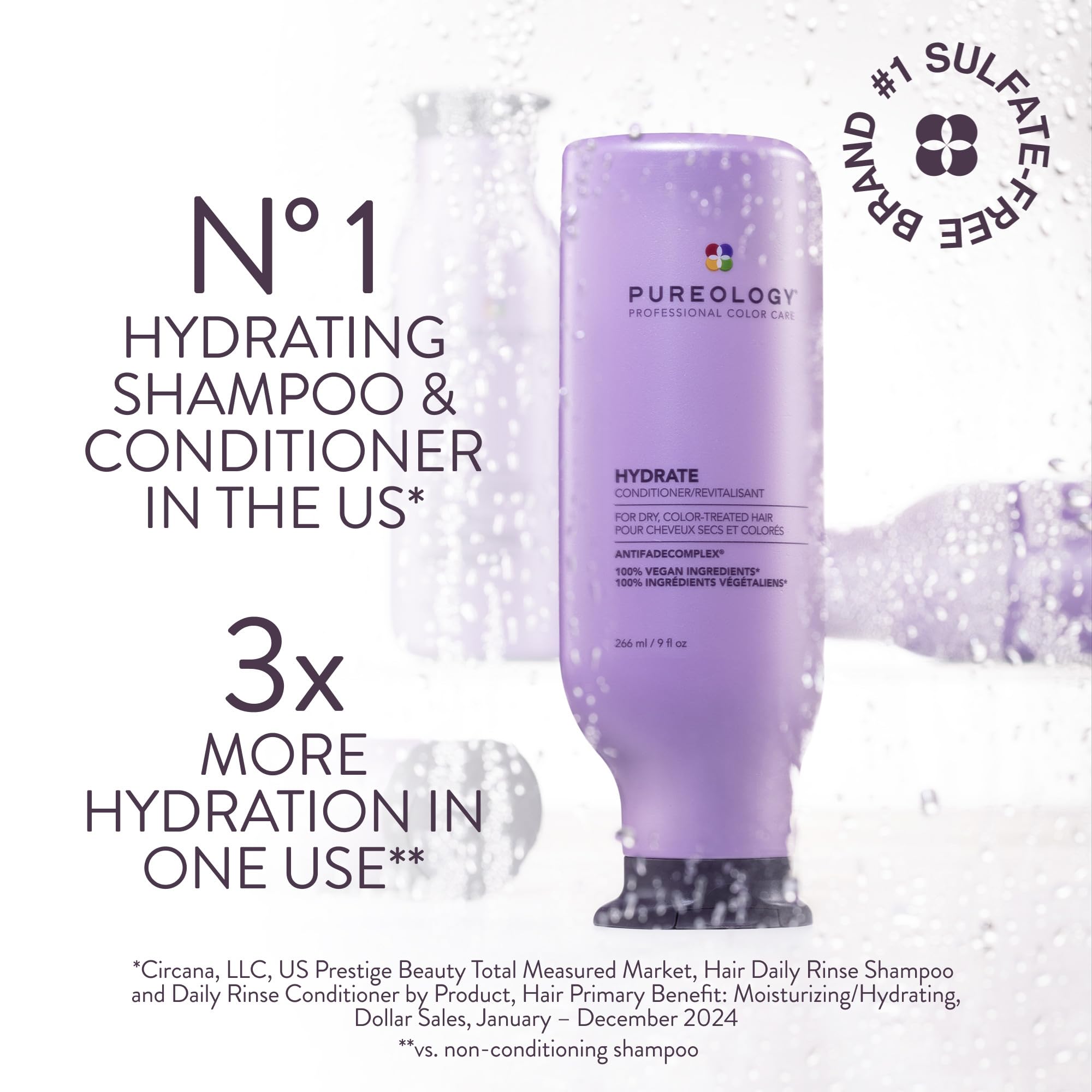 Pureology bottle cap and neck detail highlighting easy dispensing