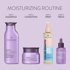 Lifestyle bathroom scene with Pureology mask showing professional salon-quality benefit