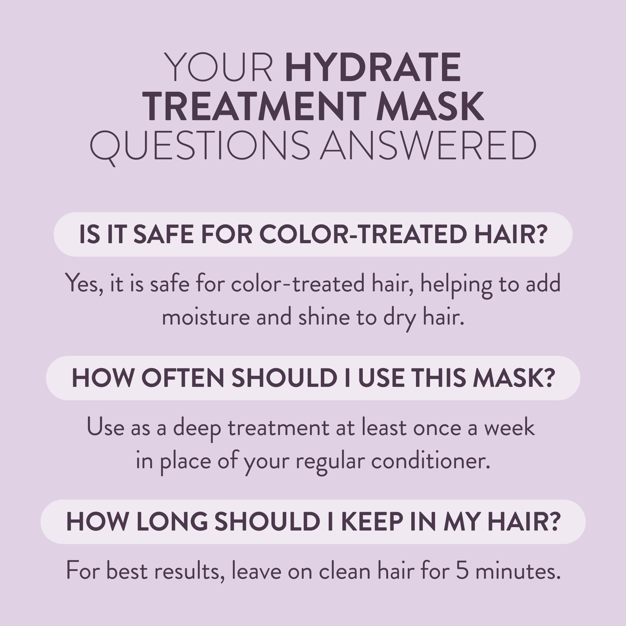 Packaging label detail of Pureology Hydrate mask emphasizing formulation benefits