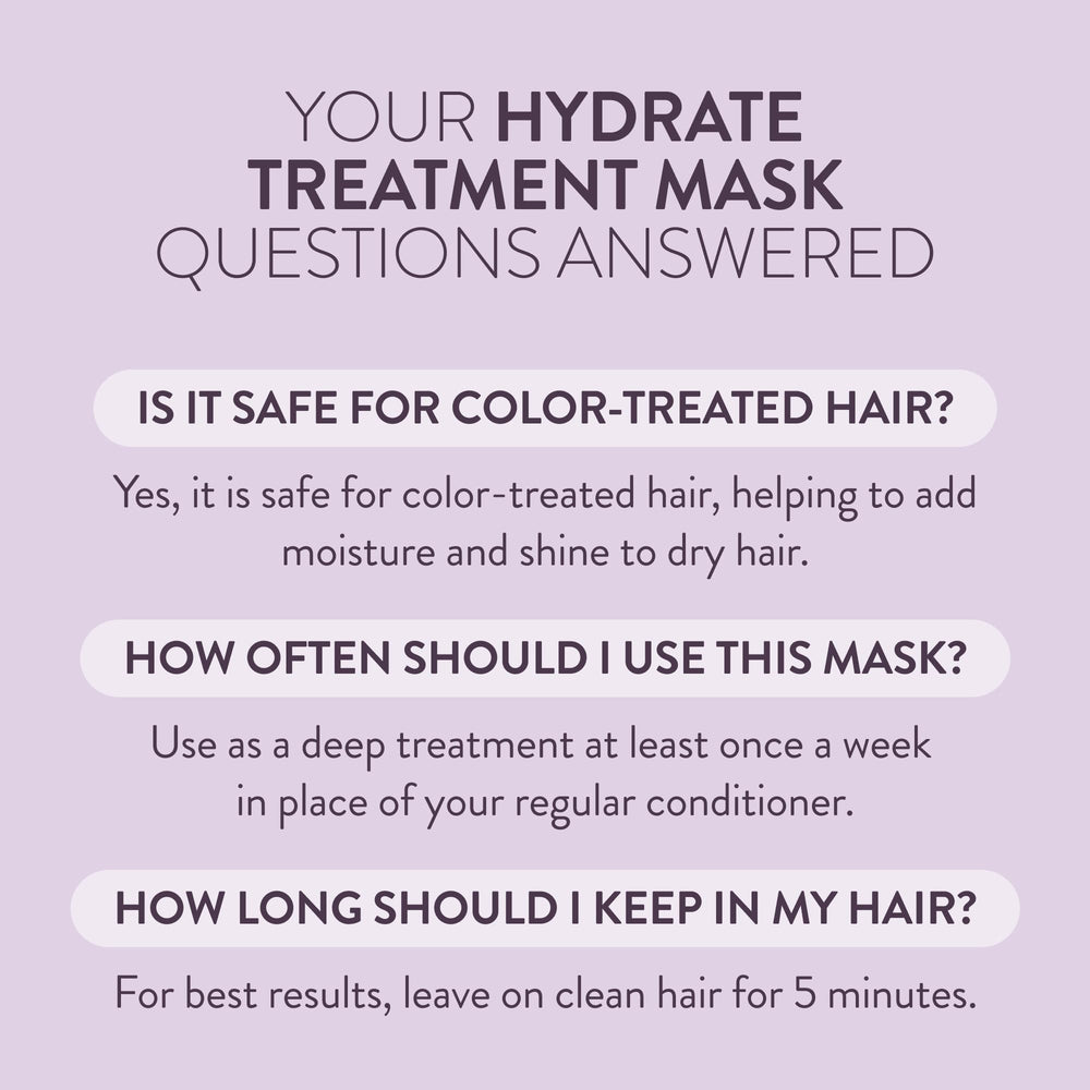 Packaging label detail of Pureology Hydrate mask emphasizing formulation benefits