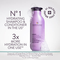 Pureology shampoo dispensing creamy lather for gentle cleansing benefit