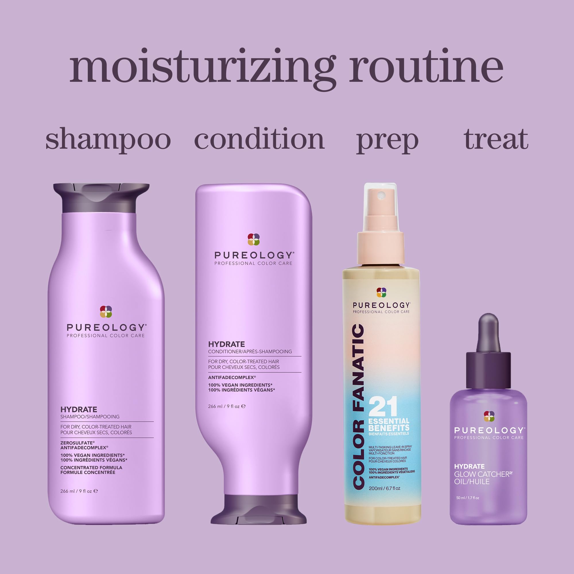 Pureology bottle in hand for scale emphasizing the large salon-size volume