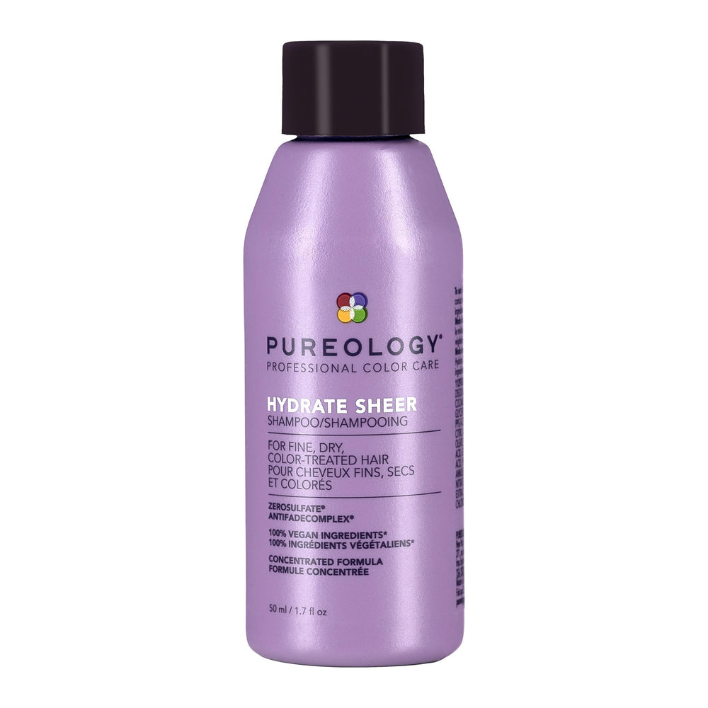 Pureology Hydrate Sheer shampoo front bottle showing label and size benefits
