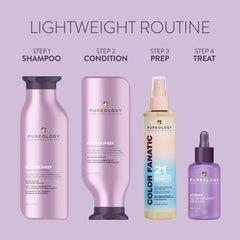 Jojoba and green tea near Pureology bottle highlighting natural ingredient benefits