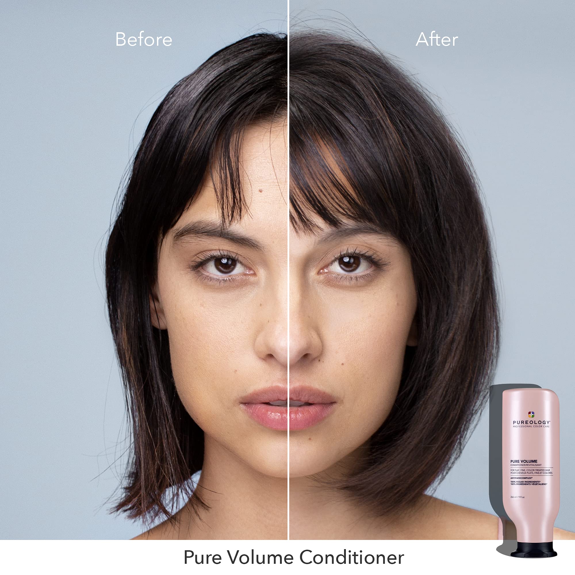Pureology close-up of conditioned hair showing increased body and shine