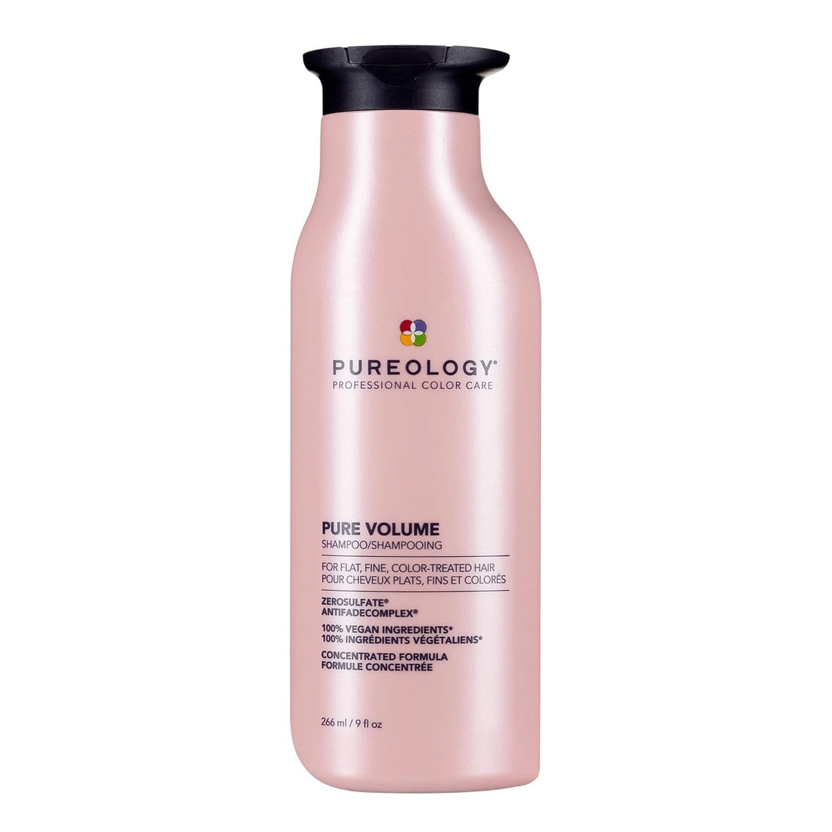 Pureology bottle front view showing brand and volumizing shampoo benefits
