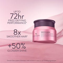 Pureology mask applied to hair strands close-up demonstrating smoother finish