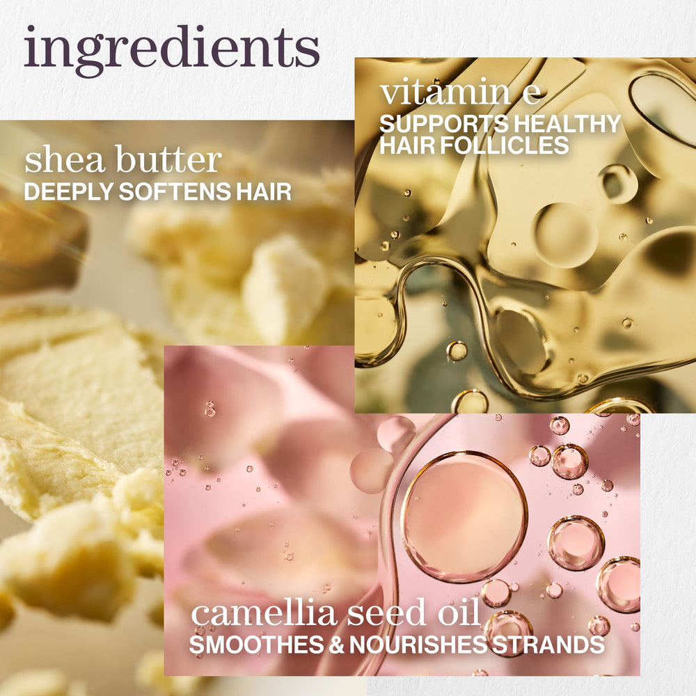 Pureology camellia and shea ingredients display for nourishing benefits