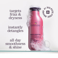 Pureology pump and label highlighting vegan, sulfate-free benefits