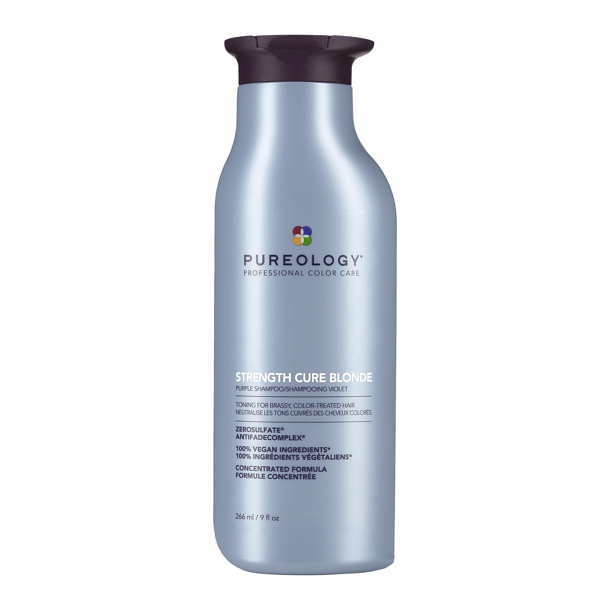 Pureology bottle front view showing product and toning benefit