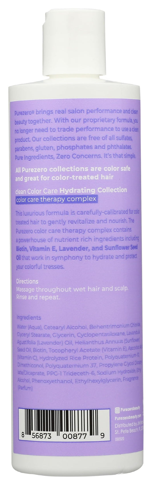 Purezero bottle pour closeup demonstrating creamy consistency for detangling