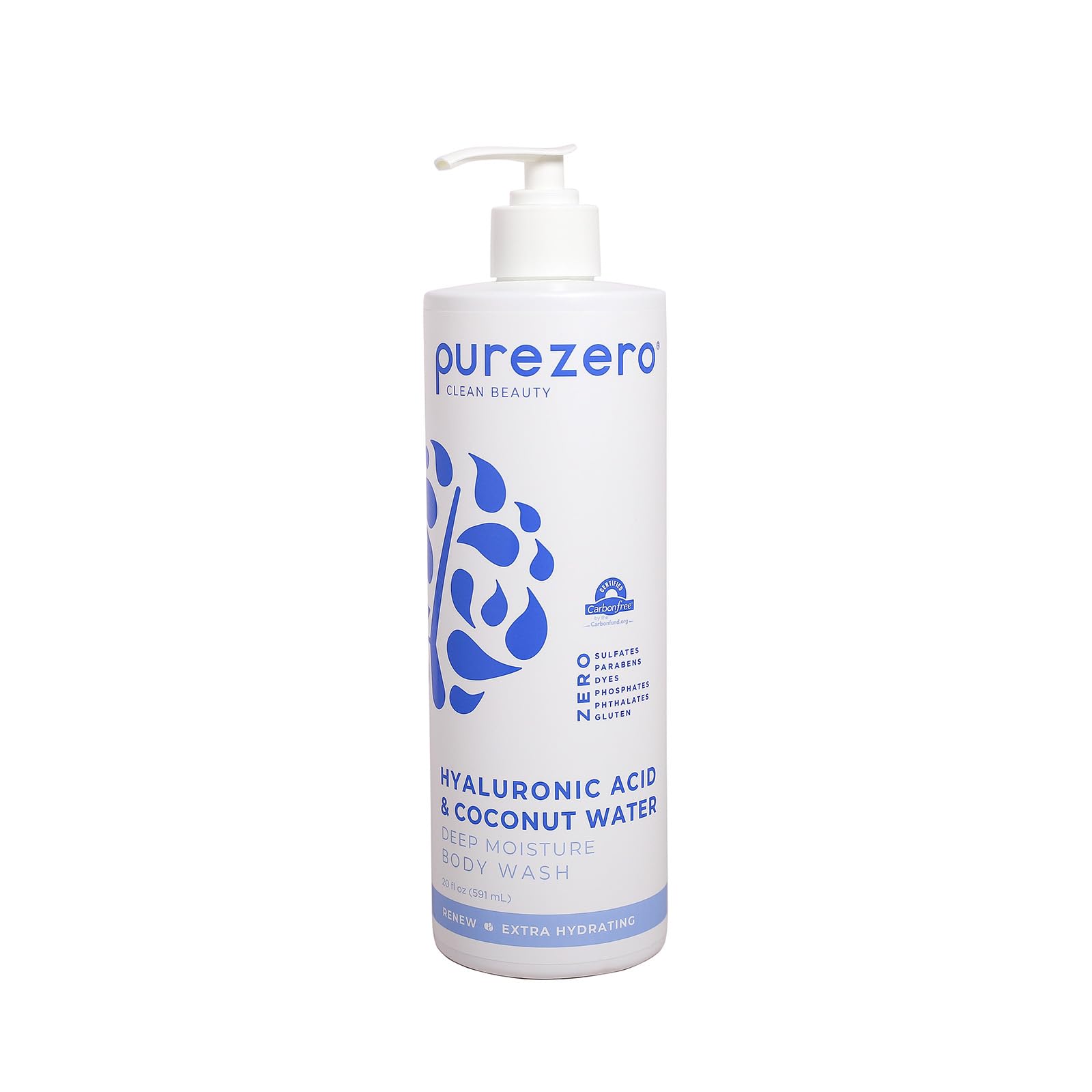 PureZero front packaging showing 20oz bottle and nourishing benefits