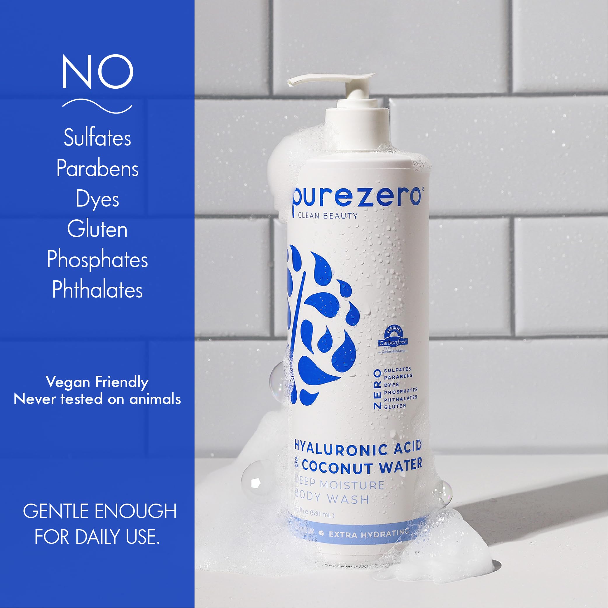 PureZero pump dispenser close-up for easy, mess-free application benefit