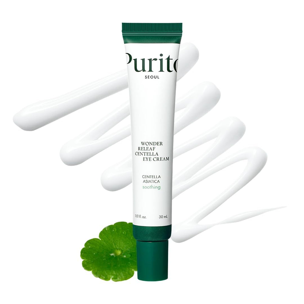 PURITO front tube showing product and volume, soothes under‑eye quickly