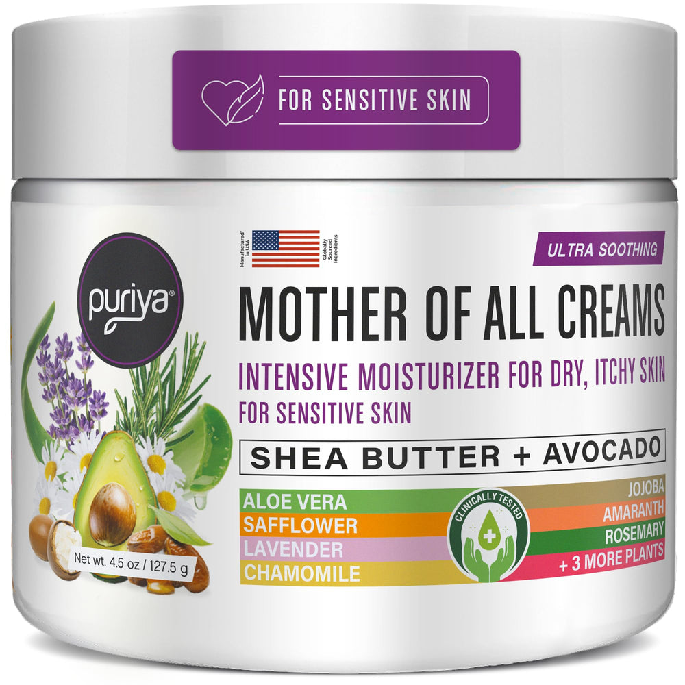 Puriya front jar view showing clean packaging and moisturizing cream benefit