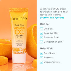 pūrlisse texture swatch of CC cream demonstrating hydrating, blendable finish