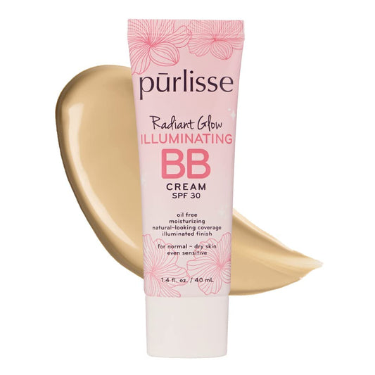 pūrlisse front packaging of Radiant Glow BB Cream shows product and shade benefit